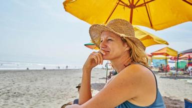 Woman with beach hat